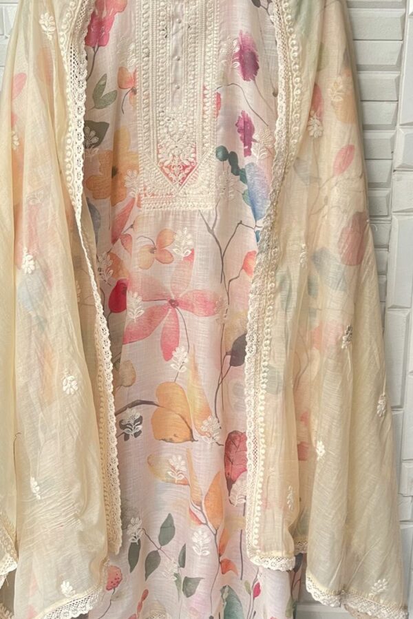 Linen Cotton Printed With Sequence & Resham Embroidery Suit