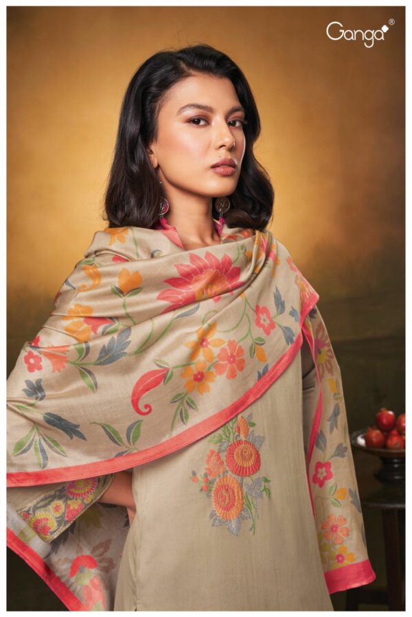Ganga Aarvi 2557D - Premium Cotton Silk Satin Jacquard Suit