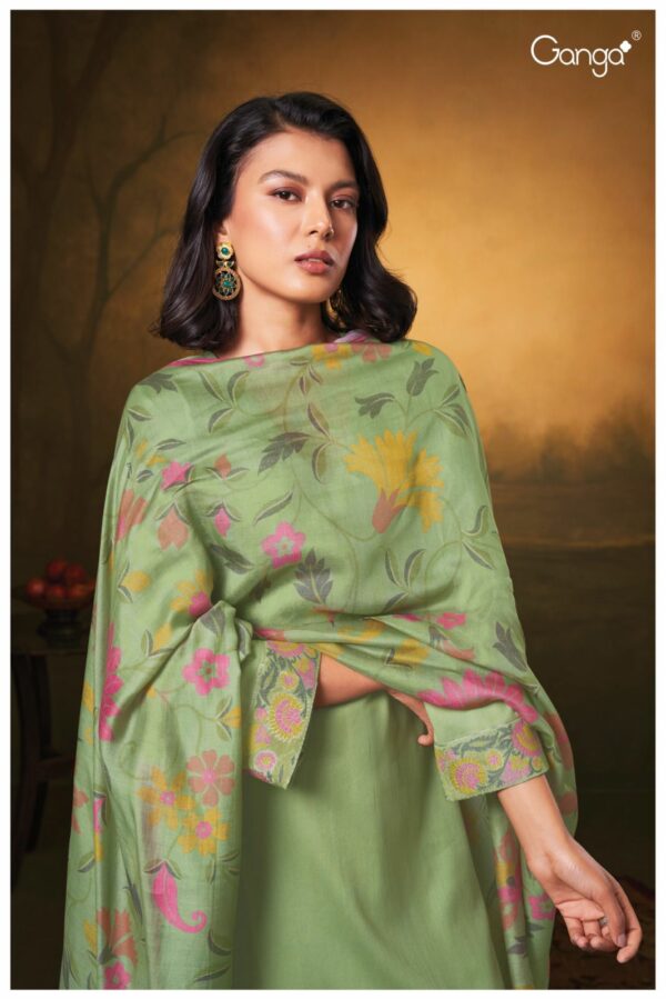 Ganga Aarvi 2557D - Premium Cotton Silk Satin Jacquard Suit