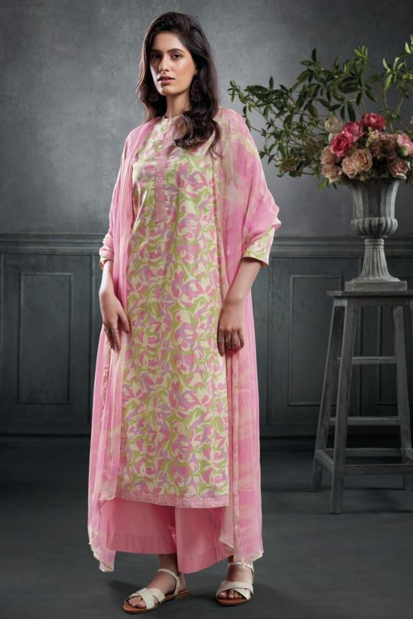 Ganga Mariela 2780D - Premium Cotton Printed With Neck And Daman Patti Suit