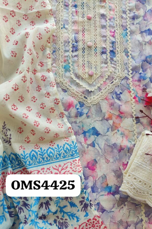 Beautiful Cotton Floral With Lace Work Suit